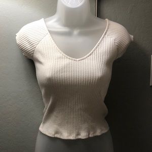 Guess White V Neck Top Size XS